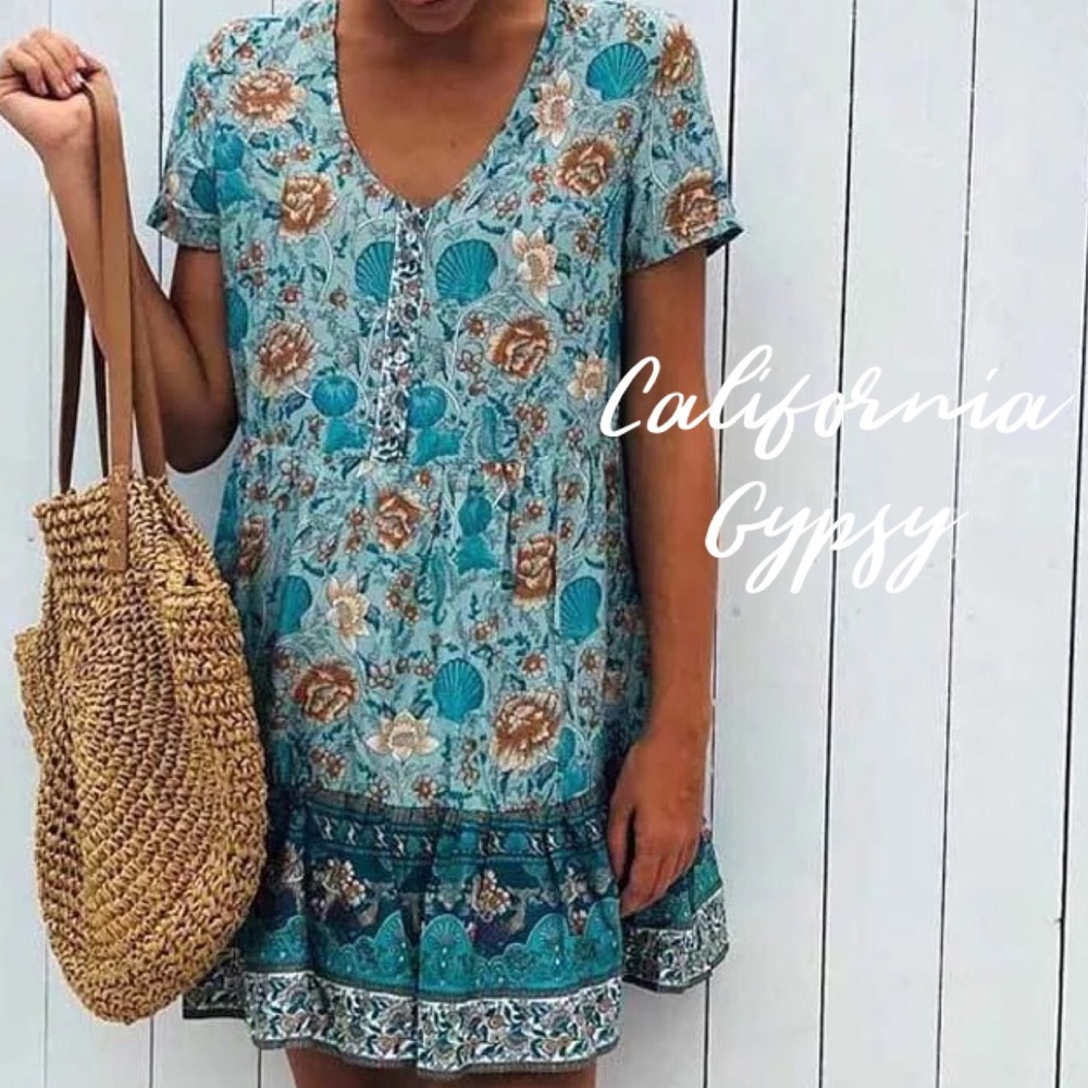 LAST ONE๐Seashell Floral Mini Dress - Picture 6 of 11